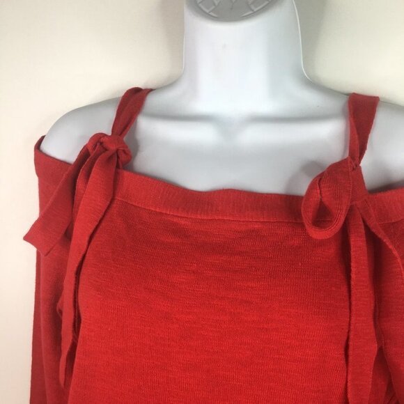 J. Crew Tie Off-Shoulder Red Sweater Medium - Picture 3 of 6